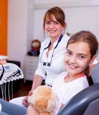 Girl in dental chair