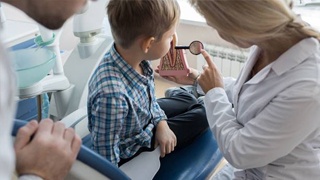 Young boy at dentist