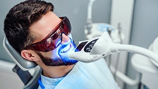 Man undergoing in-office teeth whitening