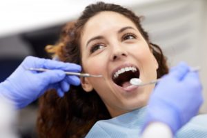 a woman at the dentist office